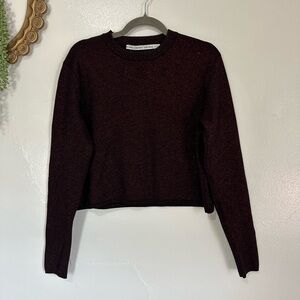 & Other Stories Black & Red Glitter Long Sleeve Cropped Sweater, Size Small